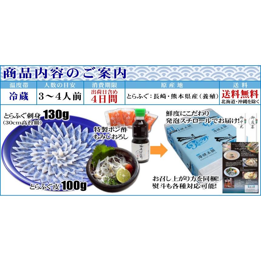 海峡本舗 ふぐ フグ とらふぐ刺身セット 30cm皿 3-4人前 ふぐ