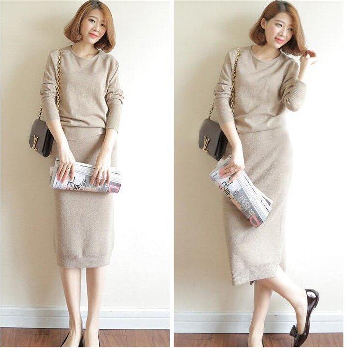 お洒落 セットアップ ニット レディース 秋 冬 セーター タートル ニットセーター タイトスカート ロング スカート スリット 2点セット 大きいサイズ カジュアル 40代 Simbcity Net