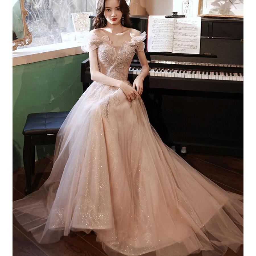 桜舞う季節 ロングドレス 演奏会用 パーティードレス 結婚式 ドレス