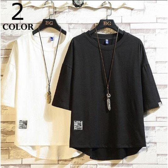 Tシャツ メンズ 半袖tシャツ クルーネックtシャツ ゆったり半袖 トップス 無地 サマーウェア 丸首 涼しい 体型カバー 夏新品 独特の素材