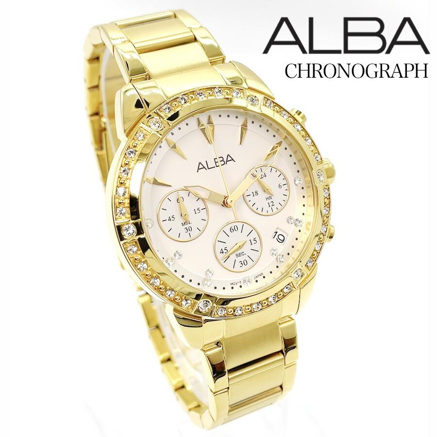 送料無料 SEIKO セイコー ALBA アルバ クォーツ レディース 腕時計 ホワイト  ゴールド ステンレス ビジネス カレンダー スワロフスキー AT3752X1｜yamaguchitradhing｜03