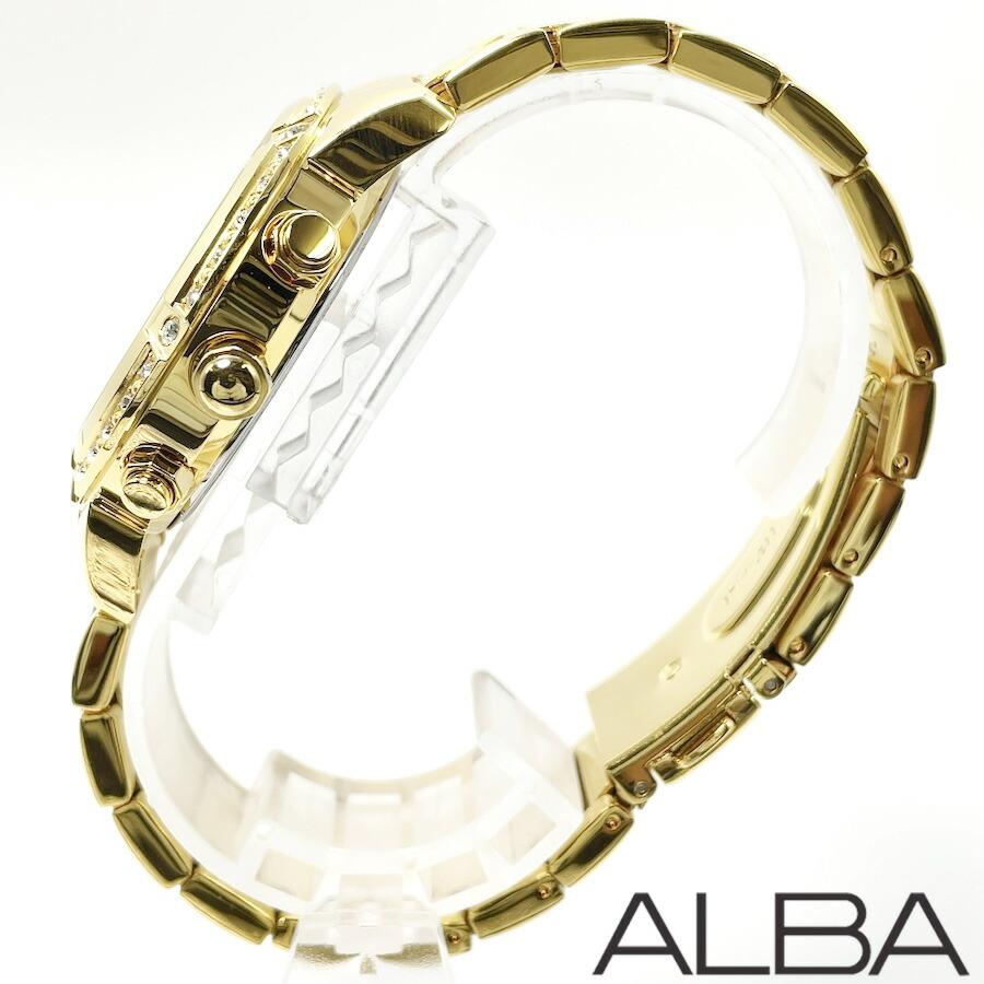 送料無料 SEIKO セイコー ALBA アルバ クォーツ レディース 腕時計 ホワイト  ゴールド ステンレス ビジネス カレンダー スワロフスキー AT3752X1｜yamaguchitradhing｜05