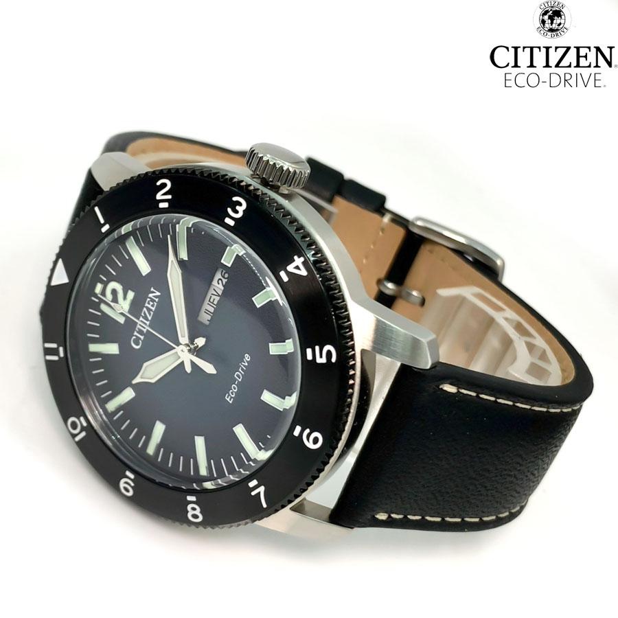 【海外モデル 日本未発売】CITIZEN ECO‐DRIVE メンズ 男性 腕時計 スチール レザーベルト 本革 3針 AW0077-19L｜yamaguchitradhing｜04