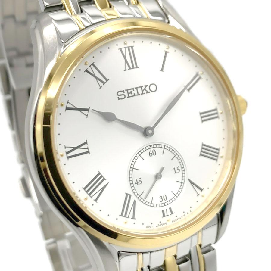送料無料 SEIKO セイコー メンズ クォーツ 腕時計 ラウンド 50メートル耐水 スモールセコンド ローマインデックス アナログ ホワイト  srk048p1