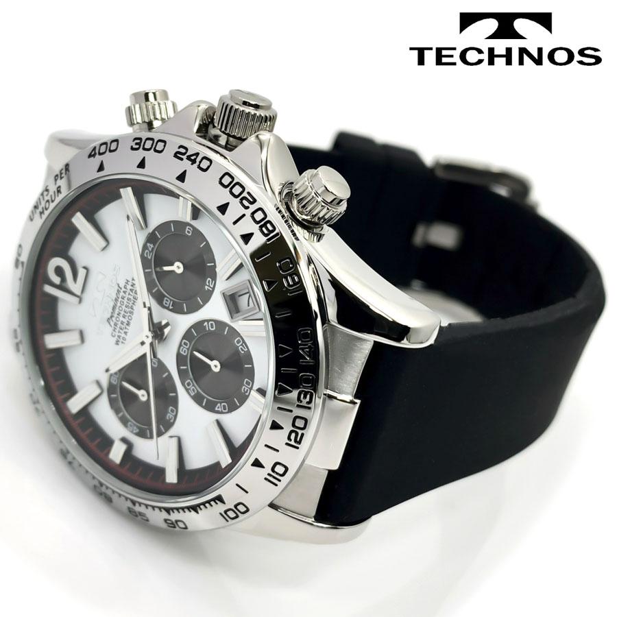 TECHNOS テクノス PROMINENT プロミネント メンズ 腕時計 防水 シリコンベルト クロノグラフ デイトカレンダー TP0801SW