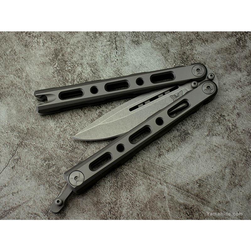 ベンチメイド 82 Laro グレイチタニウム バリソン フォールディングナイフ 折りたたみナイフ BENCHMADE 82 LARO GRAY TITANIUM BALISONG_3