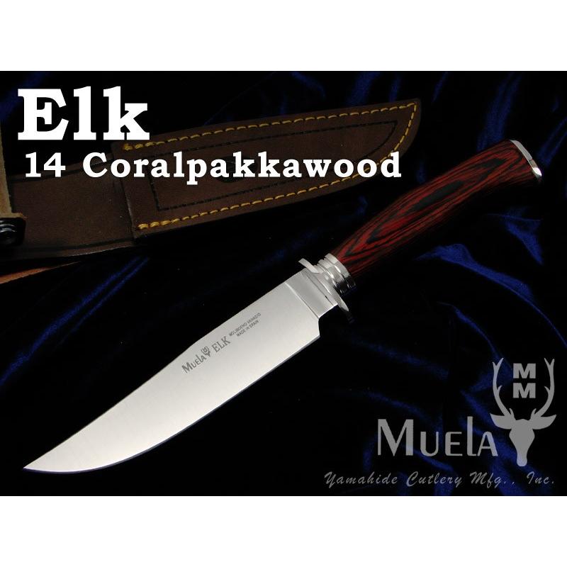 ムエラ ELK-14RI エルク 146mm コーラルウッドハンドル シースナイフ 