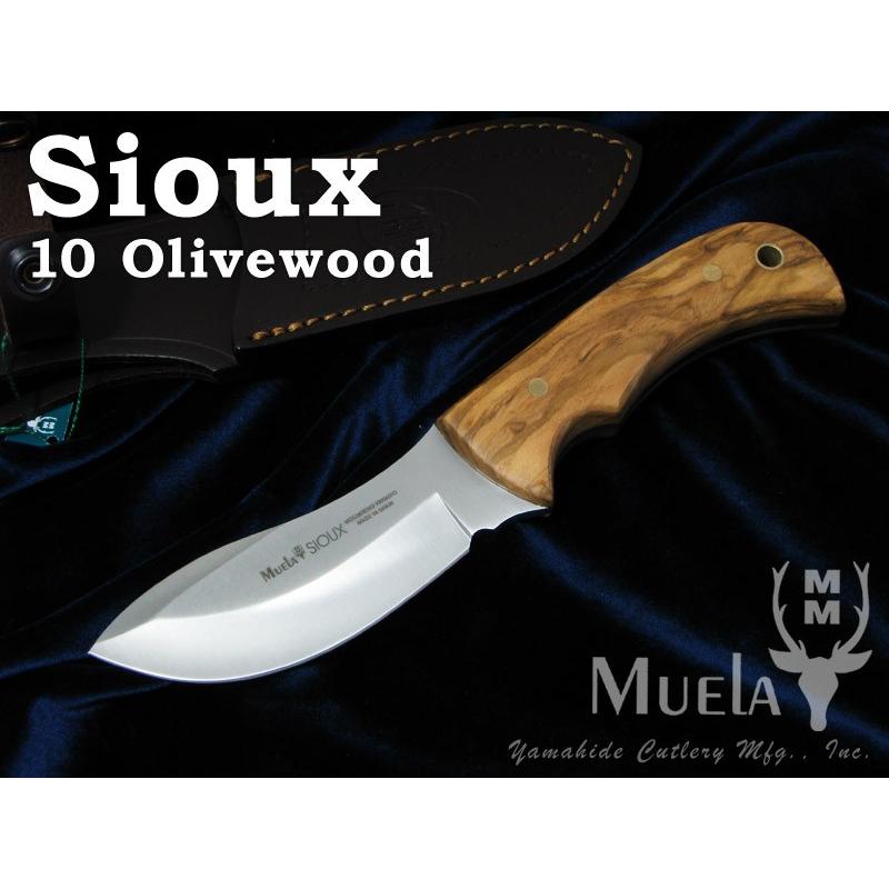 ムエラ SIOUX-10OL シオックス 100mm オリーブウッドハンドル スキナー 狩猟用 シースナイフ