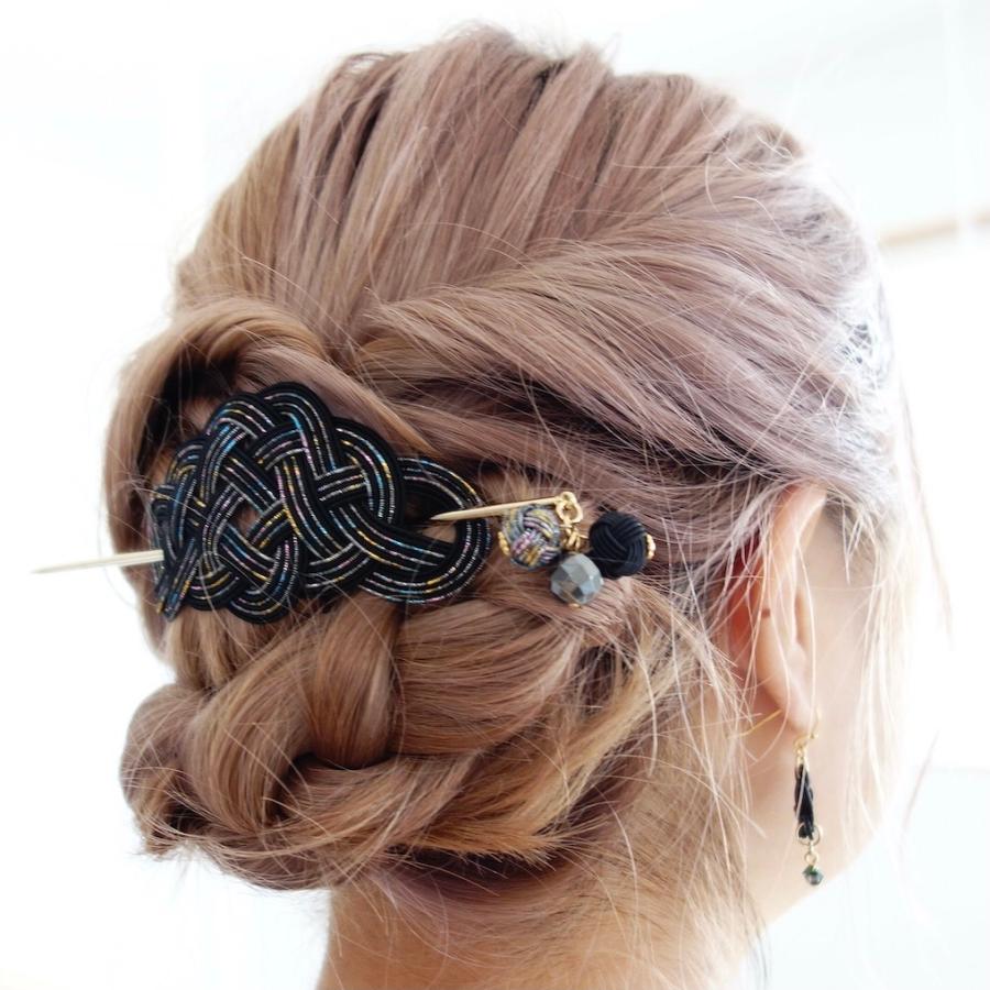 マジェステ【大】かんざし 水引 アクセサリー 髪飾り ブラック