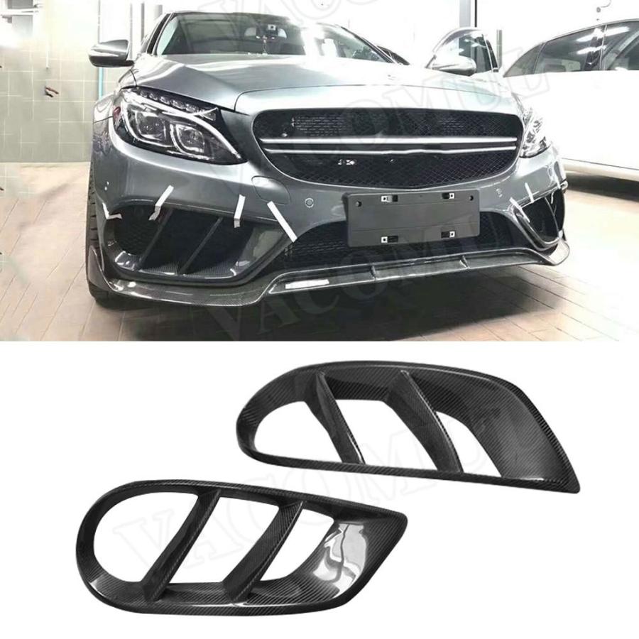楽天 C クラスカーボンファイバベントカバートリムベンツ W5 C43 Amg C180 C0 スポーツ 15 19 フォグランプグリルフレーム 高質で安価 Labovenus Dz