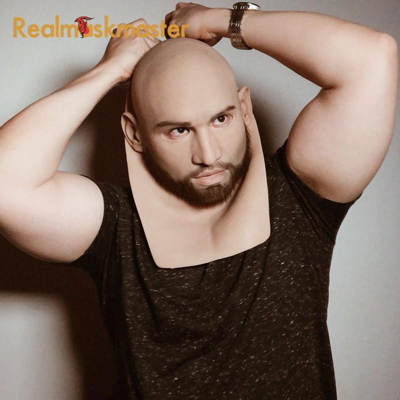 「超メルカリ市」 男性 変身 変装 シリコン マスク 男装 女装 撮影 小道具 スキンヘッド ひげ フェイス コスプレ イベント 特殊メイク 【OCQ7466969119】(27222円)