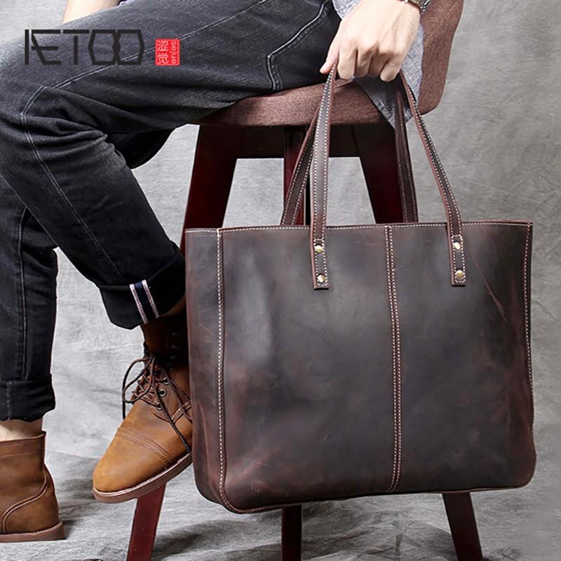 無料配達 ヴィンテージ本革 メンズレザートートバッグ 馬革 トートバッグ Searaequipamentos Com Br