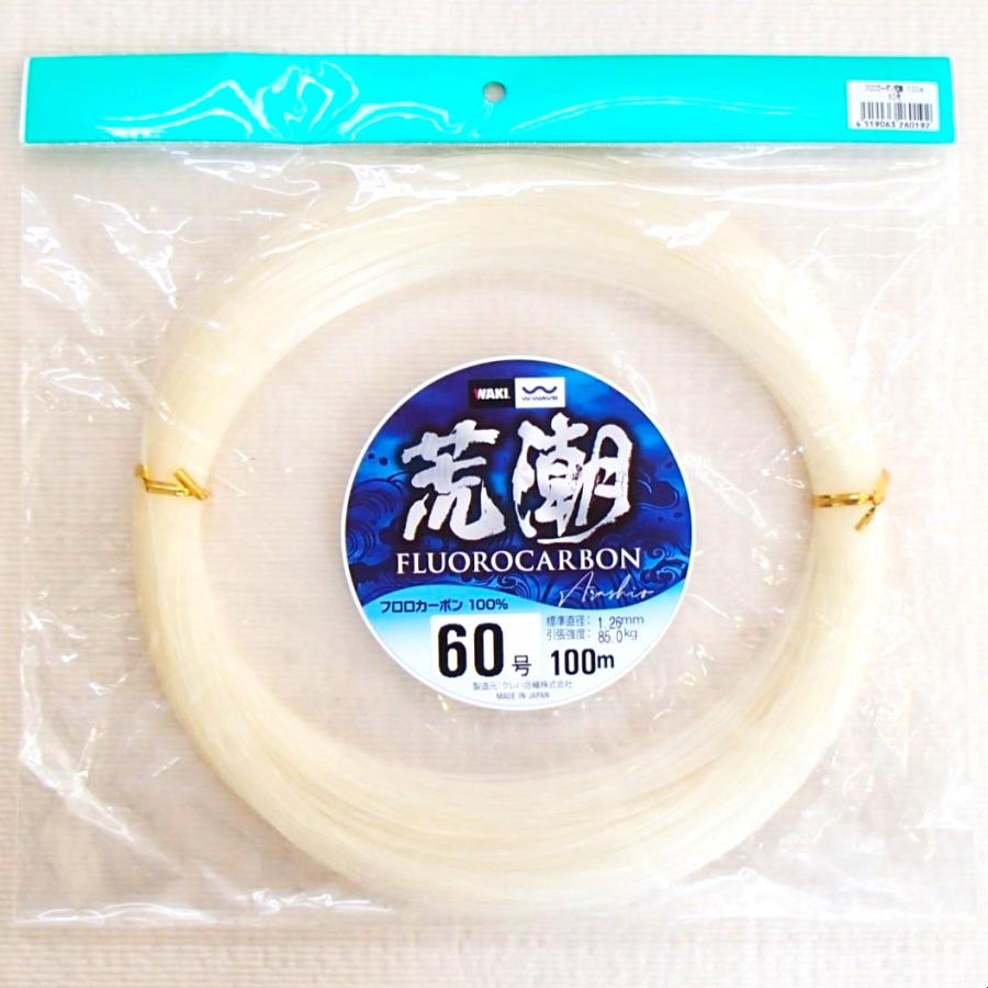 荒潮 60号 100m フロロカーボンライン 日本製 漁業者用 WAKI 脇漁具