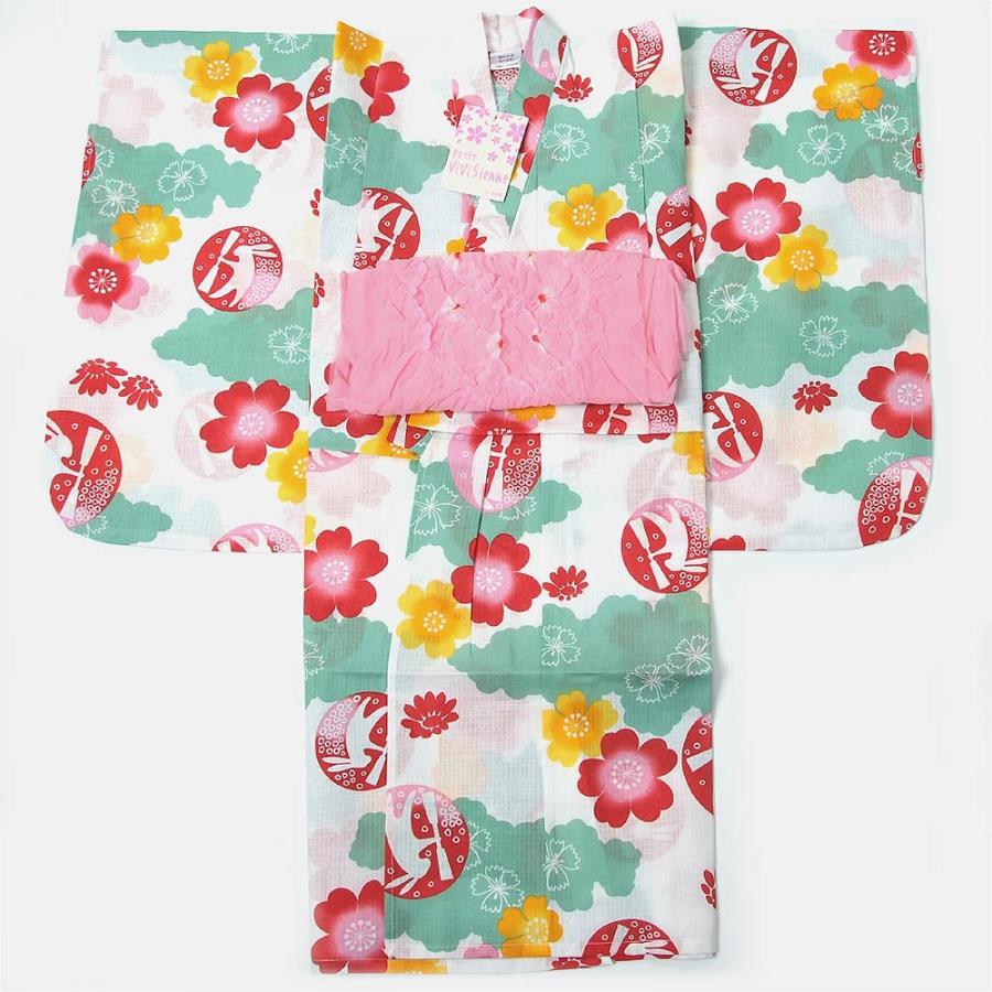 子供浴衣 女の子 110cm 5〜6才 2点セット ViVi Sienne