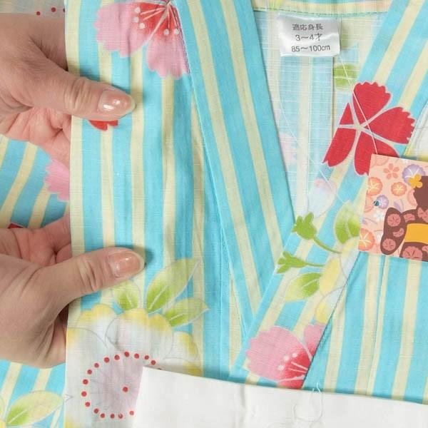 子供浴衣 女の子 100cm 3〜4才 単品 水色地 さくら柄|yamaki|03
