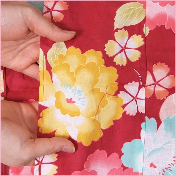 子供浴衣 女児3〜4才 100cm 3点セット 赤ぼたん|yamaki|02
