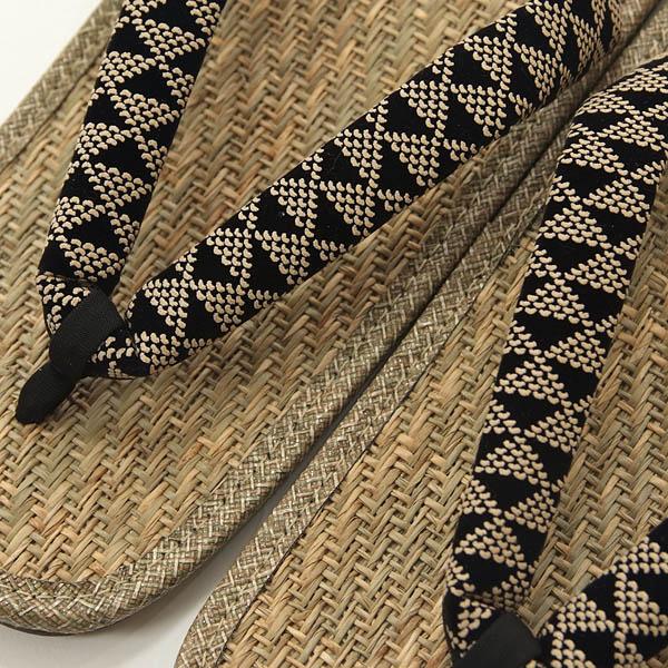 雪駄 メンズ Lサイズ 25-26cm パナマ 編み 本革底 三枚芯 印伝調鼻緒 履きやすくて歩きやすい 鱗 |  | 02