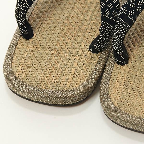 雪駄 メンズ LLサイズ 26-27cm パナマ 編み 本革底 三枚芯 印伝調鼻緒 履きやすくて歩きやすい |  | 02