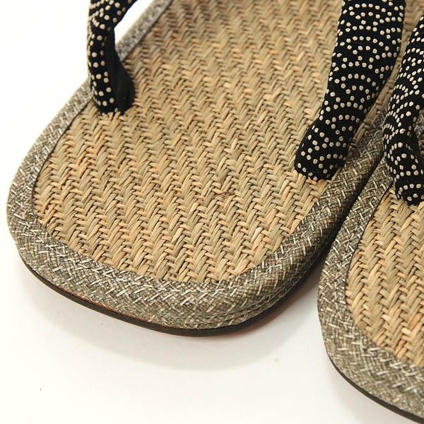 雪駄 メンズ 3Lサイズ 27-28cm パナマ 編み 本革底 三枚芯 印伝調鼻緒 履きやすくて歩きやすい |  | 03