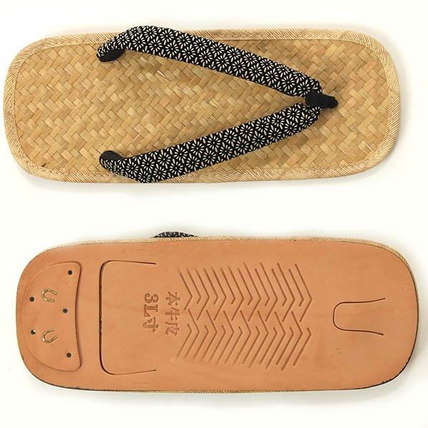 雪駄 メンズ 3Lサイズ 27-28cm アジロ 編み 本革底 三枚芯 印伝調鼻緒 履きやすくて歩きやすい 2柄 |  | 06