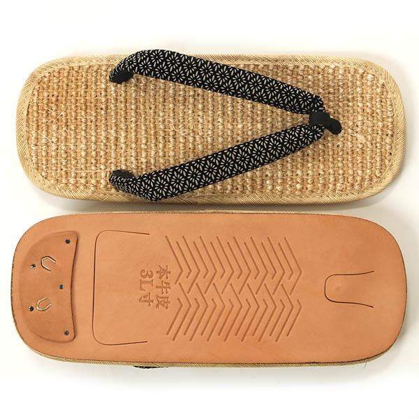 雪駄 メンズ 3Lサイズ 25-26cm ムシロ 編み 本革底 三枚芯 印伝調鼻緒 履きやすくて歩きやすい 2柄 |  | 02