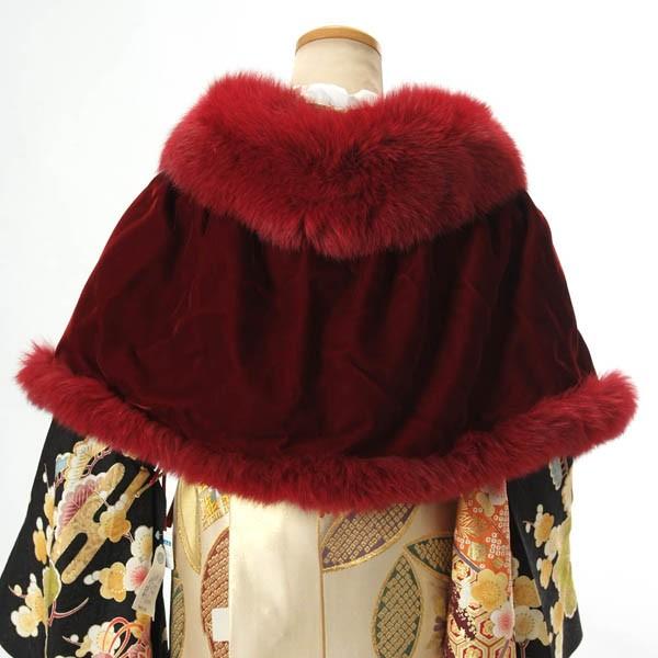 ベルベット　毛皮　ショール ショール 振袖 成人式 ドレス ストール ブルーFOXファー 羽織