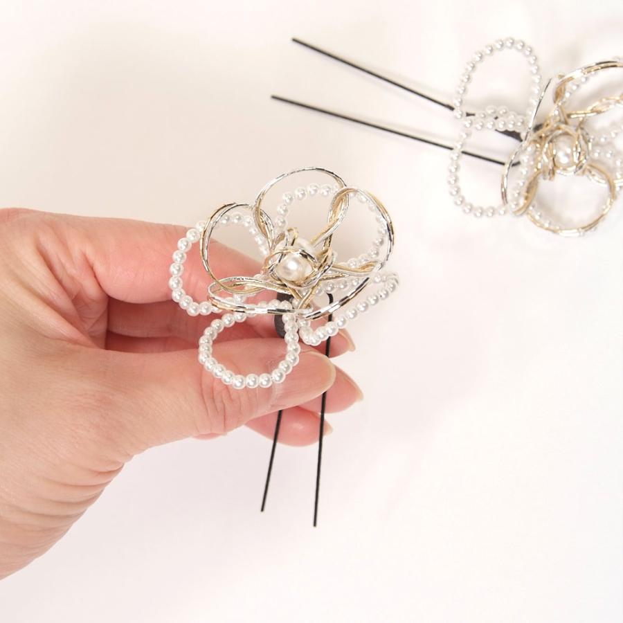 髪飾り 振袖 成人式 袴 2個セット Uピン シャルマン 水引 樹脂パール 可愛い おしゃれ 日本製 白 |  | 02