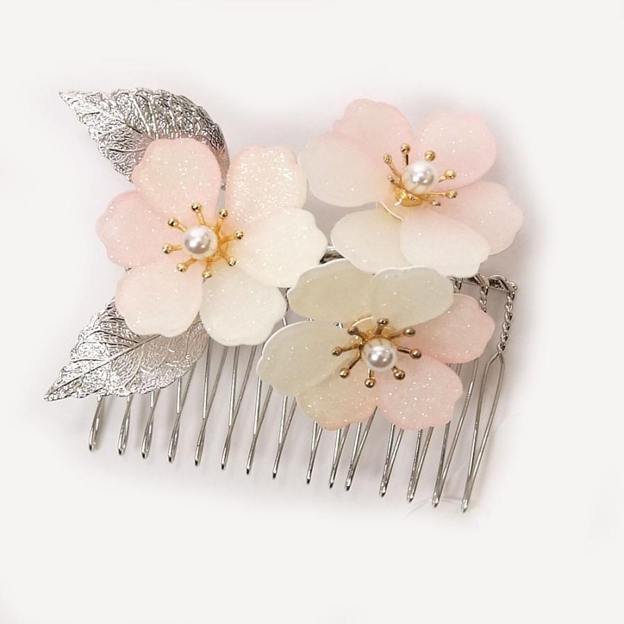 髪飾り 和装 着物 かんざし 桜 コーム 礼装用 訪問着 留袖 入学式 卒業式 結婚式 ピンク | 