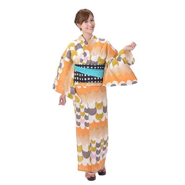 ツモリチサト　浴衣　ねこ　ドット ゆかた 女性 単品 tsumori chisato ツモリチサト ねこ柄 : 着物通販