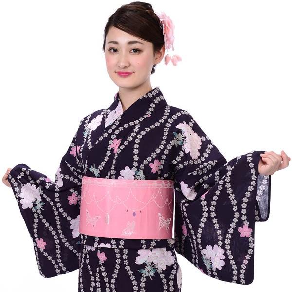 きもの道楽 浴衣 単品 ポリエステル 紺 : 着物通販 きもの山喜 - 通販 