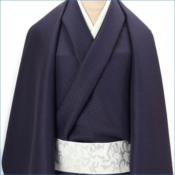 紳士 着物 反物 正絹 天蚕糸（てんさんし） 伊と幸 あずさ縮緬 日本の絹 キングサイズ お仕立て承りますの画像
