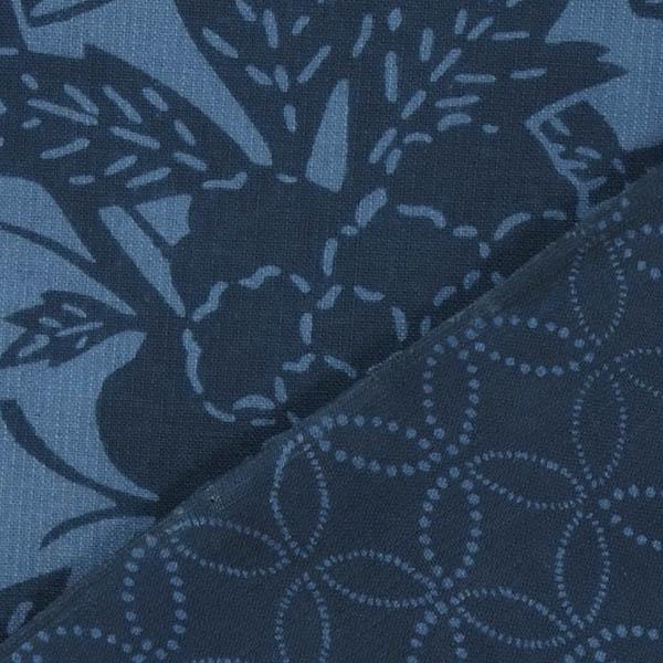 型染め小千谷紺仁 綿 両面染め 反物 型染め小千谷紺仁 綿 両面