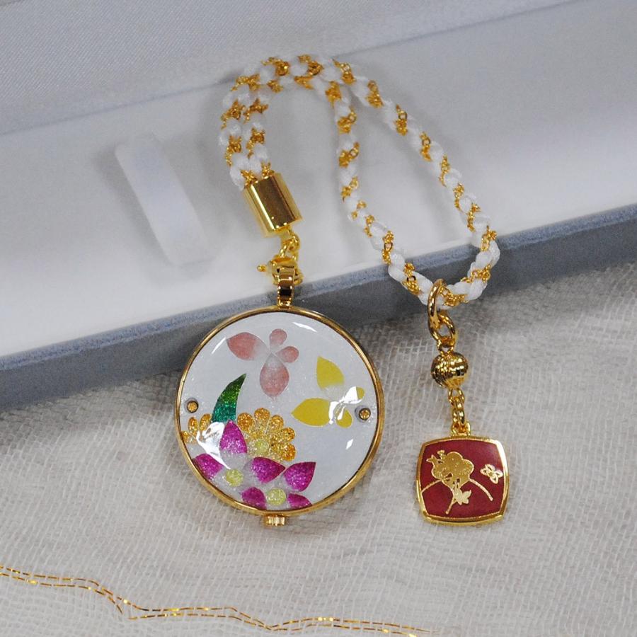 懐中時計 国産 七宝 花と蝶（白）花の香りシリーズ ギフト 化粧箱入りの画像