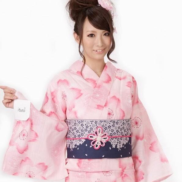 浴衣 レディース 3点セット itomi 大人ゆかた 綿 麻 ピンク 桜 浴衣 レディース 3点セット itomi 大人ゆかた 綿 麻 ピンク 桜