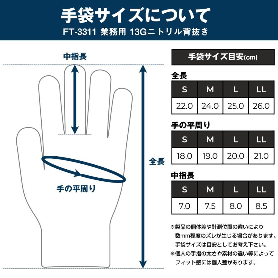 COVER WORK カヴァーワーク 業務用 13Gニトリル背抜き (S) [手袋 軍手 作業手袋] FT-3311｜yamakishi｜02