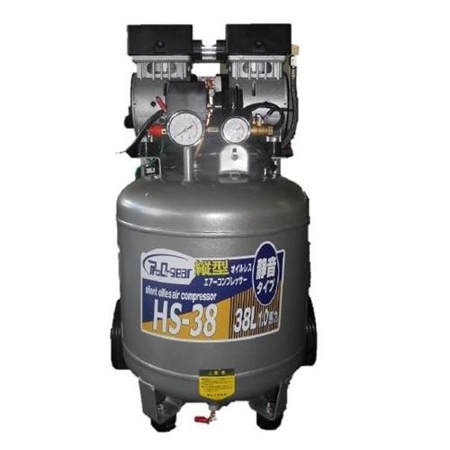 シンセイ 静音オイルレス縦型コンプレッサー 38L HS-38 【○】 爆買