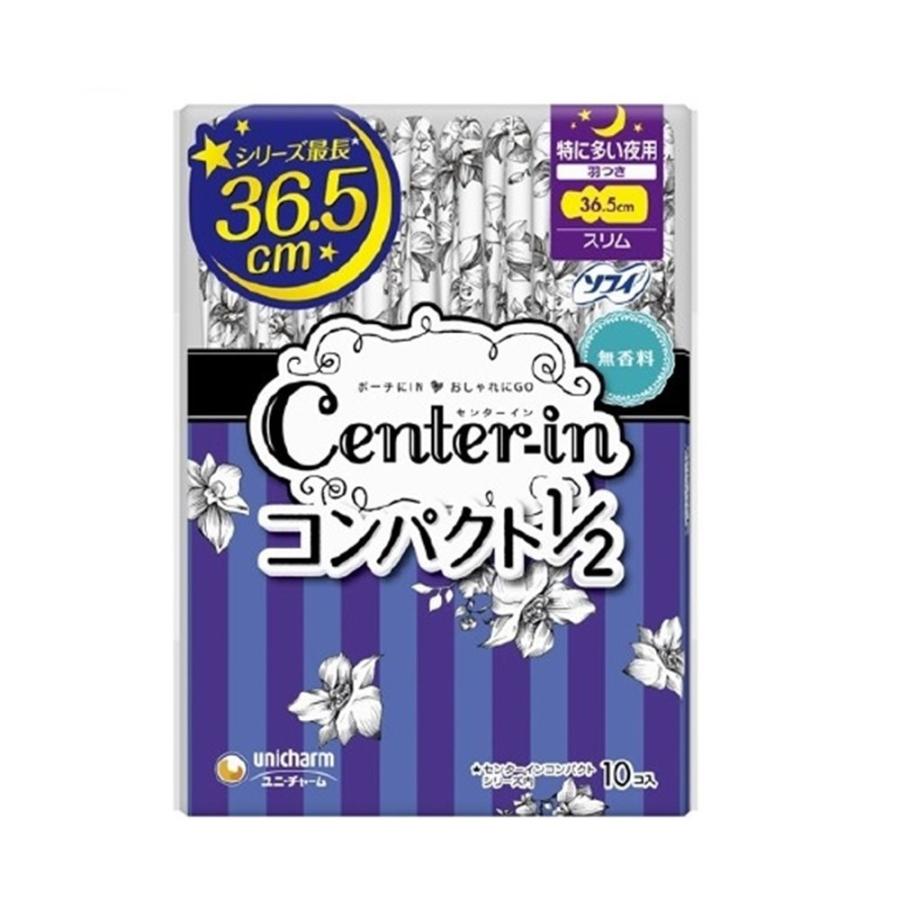 ユニ・チャーム センターインコンパクト1/2 特に多い夜用(スリム 羽つき) [生理用品 生理ナプキン] 無香料 10枚｜yamakishi