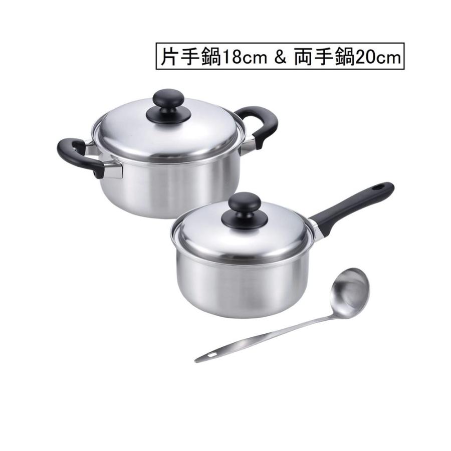 和平フレイズ 燕三(えんぞう)【IH対応】片手鍋18cm & 両手鍋20cm お玉