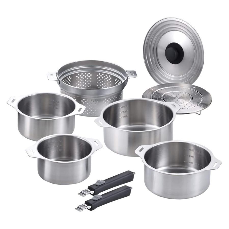 和平フレイズ 燕三(えんぞう)【IH対応】ハンドル着脱式鍋4点セット