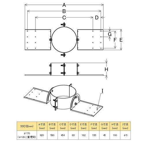 HONMA ホンマ製作所 ステンレス フラッシング用 固定金具≪煙突壁出し 