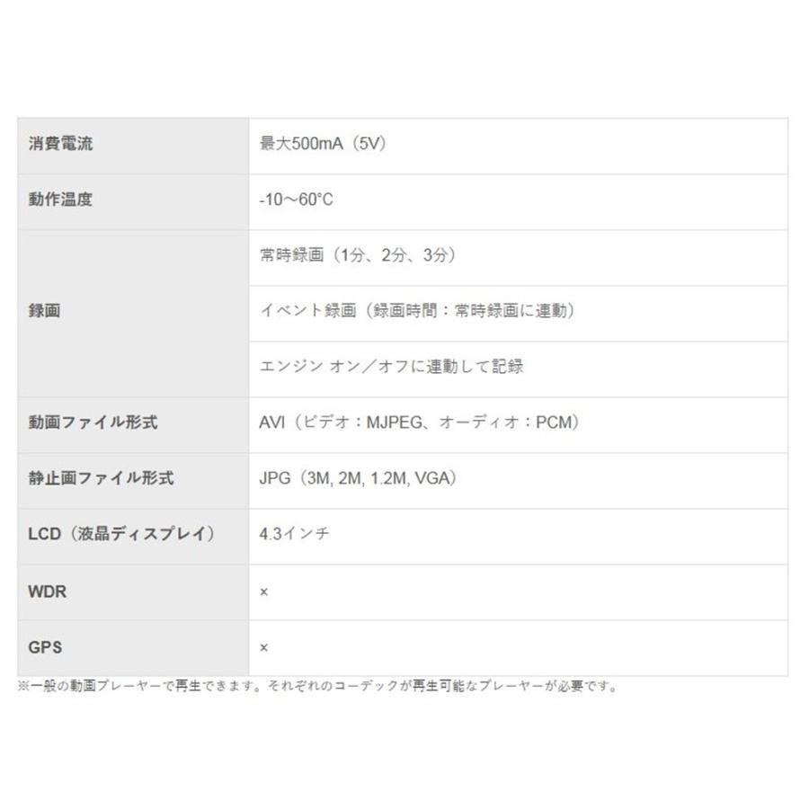 アムス ルームミラー型ドライブレコーダー(4.3インチ液晶ディスプレイ
