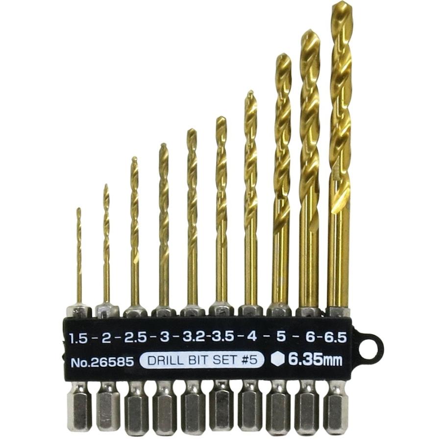 SUN UP 六角軸ドリルセット#5 チタンコート 10PC : ヤマキシ SUN UP 六角軸ドリルセット#5 チタンコート 10PC : ヤマキシ