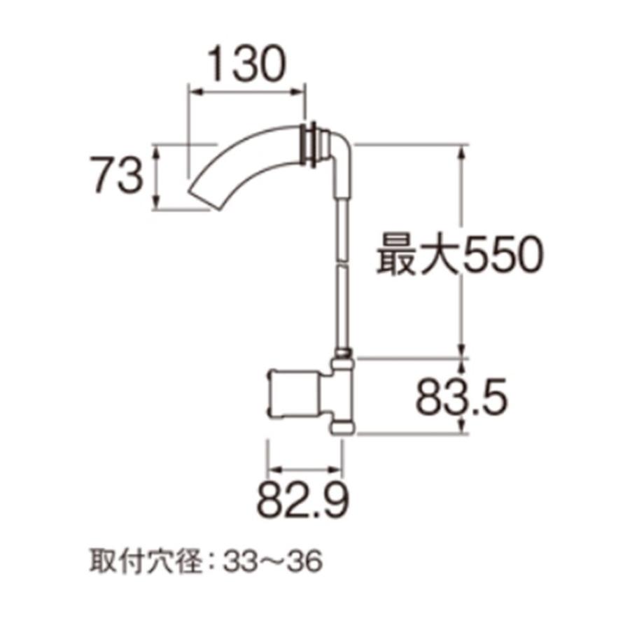 SANEI　自動横水栓(洗面所用)　[単水栓　センサー　EY100-13　泡沫　手洗い]　吐水