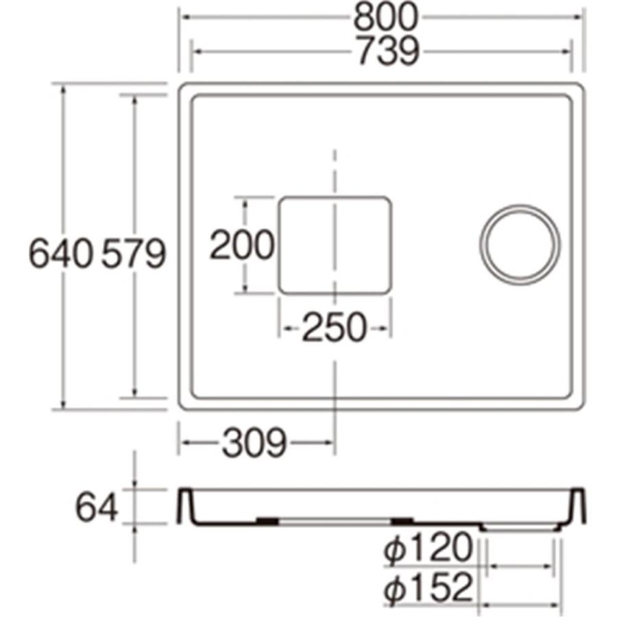 SANEI 洗濯機パン 800×640mm [洗濯機用 台 点検口付] H542-800 【〇