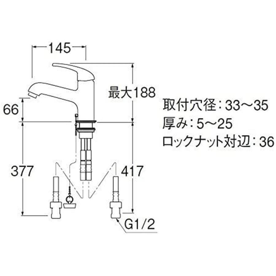 SANEI　シングルワンホール洗面混合栓　洗面所用　[リフォーム　水栓]　K4710JV-13　交換