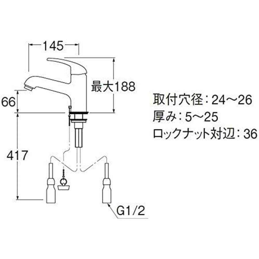 SANEI　シングルワンホール　洗面混合栓　[リフォーム　水栓]　交換　洗面所用　K4710V-13-23