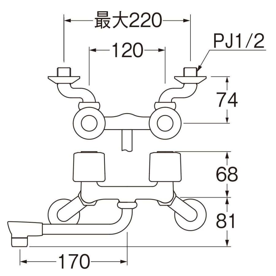 SANEI ツーバルブ混合栓 共用形 [キッチン 台所 水栓 蛇口 交換] K11D-W｜yamakishi｜02