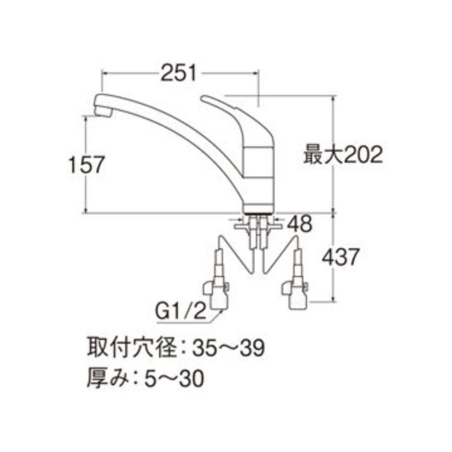 SANEI シングルワンホール混合栓 (寒冷地用) [キッチン用 台所 水栓 蛇口 整流吐水 上面施工 シンプル] K876TJK-13