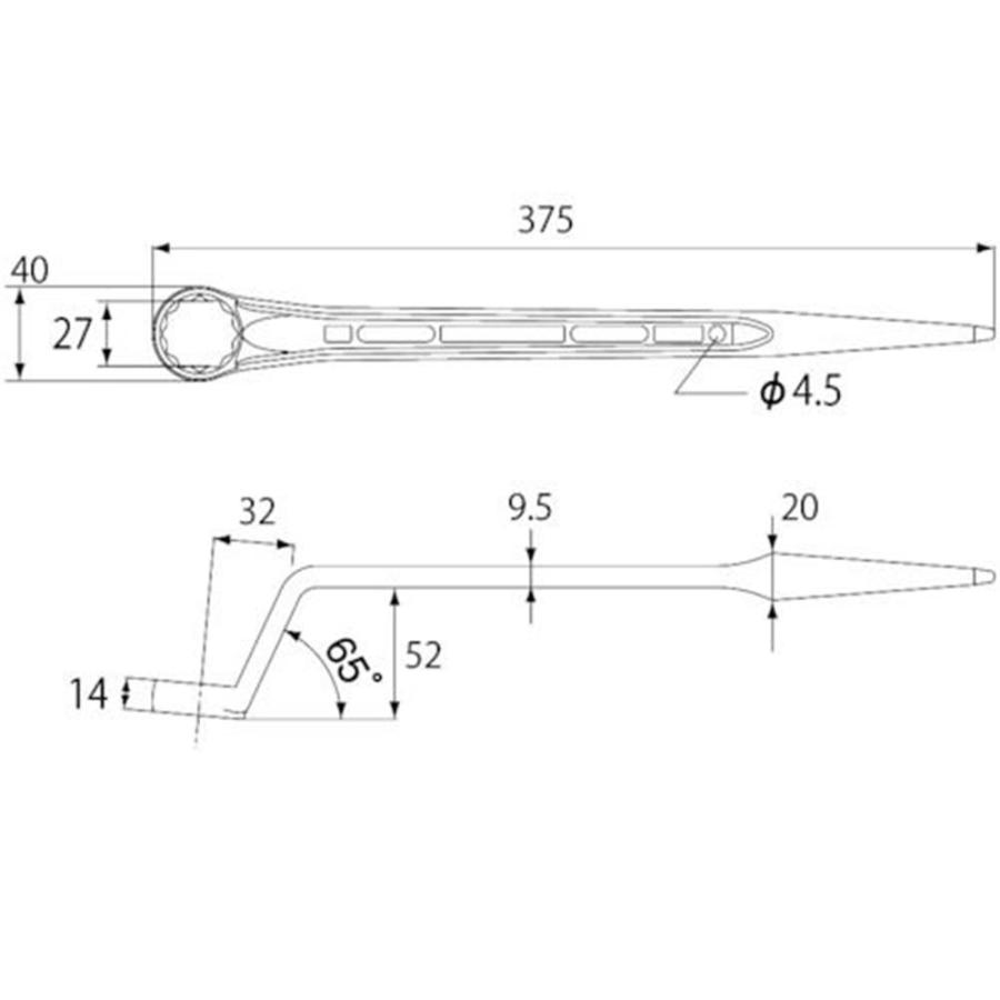 TOP トップ工業 シャーボルト用シノ付メガネレンチ[工具ボルト ナット トルシア型高力ボルト 着脱] SM-27SB｜yamakishi｜03