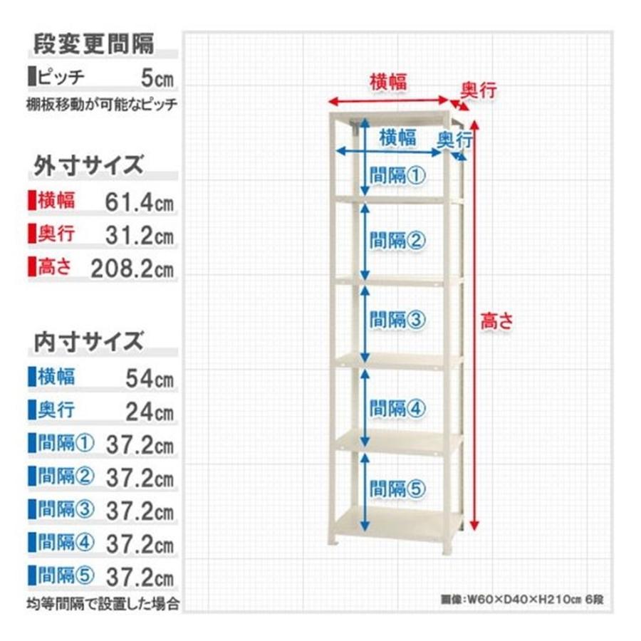 キタジマ スチールラック スマートラック 白 6段【北海道・沖縄・離島配送不可】【時間帯指定不可】【同梱不可】 NSTR-734 幅600mm 【C】【代引不可】 爆買の画像
